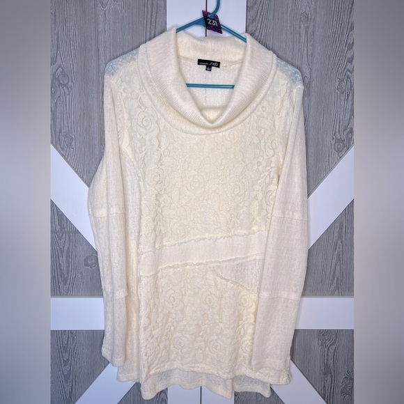 B11.17 RXB Lace Turtleneck Tunic Cream Large L - Picture 1 of 7